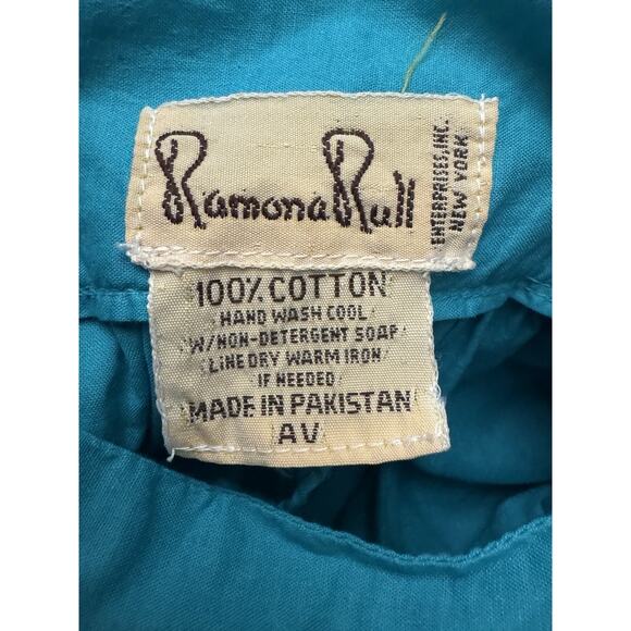 Vintage 70s Ramona Rule Dress, Giraffe Graphic Flowers One Size Teal - Picture 8 of 8